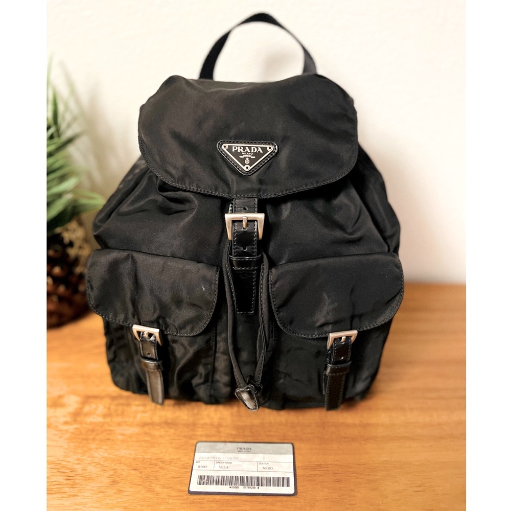 PRADA Classic Black Nylon Vela Small Backpack Bag 💯 AUTHENTIC